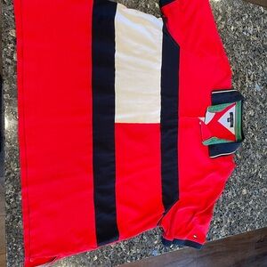 Tommy Hilfiger Red and Black Polo with Green Accent